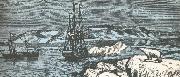 william r clark nordenskiolds fartyg vega ger salut,da det rundar asiens nordligaste udde kap tjeljuskin i augusti 1878 oil painting